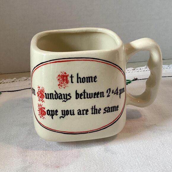 Vintage Nostalgic Saying Square Coffee Mug with Textured Handle - Picture 1 of 7